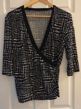 black and white funky wrap top